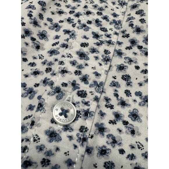 Denim & Flower Men's Shirt Short Sleeve Medium Blue Floral Button Down Slim Fit - Picture 5 of 10